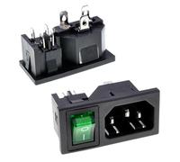 Oiyagai 5pcs IEC320 C14 Inlet Module Connector Male Power Socket w Switch AC 250V 10A (Green)