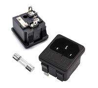 Oiyagai 5PCS IEC320 C14 Power Inlet Socket, AC 250V 10A Male 3 Terminals with Fuse Holder, Snap-in Mounting for Equipment, Lab, Power Supply, DIY