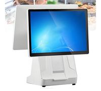 Oiyekntd POS Cash Register for Small Business, All-in-One Cash Register with 15.6" Dual Touch Screen, Built-in 58/80mm Thermal Printer, Smart Cash Register DualScreen-8G128G80mm