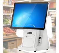 Oiyekntd Restaurant POS System with 15.6-Inch Touchscreen, All-in-One Cash Register for Small Business, Retail Store Payment Terminal with Receipt Printer SingleScreen-8G128G58mm