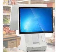 Oiyekntd Restaurant POS System with 15.6-Inch Touchscreen, All-in-One Cash Register for Small Business, Retail Store Payment Terminal with Receipt Printer DualScreen-4G64G80mm