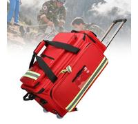 Oiyekntd Rolling Medical Bag, First Aid Kits Case with Wheels, Removable Dividers, Empty Emergency Response Supplies Bag for Home Health Nurses, Doctors, EMT, EMS Professionals Red-105cm