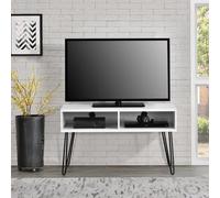 ojai wooden tv stand with black legs in white
