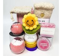 OJAYERR Bath Sets for Women Gift Positive Sunflower Birthday Gifts Best Friend Pamper Get Well, Sending Sunshine Gifts, Rose Bath Bombs Shower Steamer Relaxing Spa Gift Set for Her