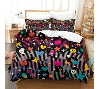 OJBKOBACC Happy Party Pattern 3D Printed Comforter Cover Set, Microfiber Quilt Covers,Elegant Bedding for Guest Room With Zipper Closure Pillowcases,Great Single（140x200cm）