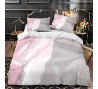 OJBKOBACC Pink And Grey Marble Elegant 3D Printed Bedding Set,Microfiber Quilt Covers, Sophisticated Teen Girl Bedding With Zipper Closure Pillowcases King（220x240cm）