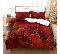 OJBKOBACC Red, Black And Gold Glitter Marble 3D Duvet Cover Set Soft Microfiber Bedding Sets with Quilt Cover & Pillowcase,3 Pieces Printed Design Double(200x200cm)