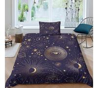 OJBKOBACC Stars, Sun, Moon, Constellation 3D Printed Bedding Sets Soft Microfiber Duvet Cover & Pillowcase,2Pcs Ideal for Kids, Adults, And Teenagers Single（135x200cm）