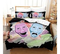 OJBKOBACC Theatre Comedy, Tragedy Masks 3D Duvet Cover Set Soft Microfiber Bedding Sets with Printed Quilt Cover & Pillowcase For Boys Girls,3 Pieces Zipper Closure Double(200x200cm)
