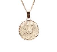 Ojewellery Dachshund Long Haired Engraved Sterling Silver Coin Necklace | Size: 16-18inch Ojewellery Silver 16-18inch
