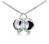 Ojewellery Orchid Pendant Sterling Silver Natural Blue Topaz Necklace