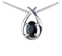 Ojewellery Sterling Silver Natural Ink Blue 0.6ct Sapphire Necklace Twist Pendant