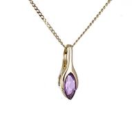 Ojewellery Women's 9ct Yellow Gold Amethyst Minimalist Marquise Necklace in Purple | Size: 18 inches Ojewellery Purple 18 inches