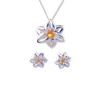 Ojewellery Women's Citrine Daffodil Necklace Earring Set in Silver | Size: 18 inches Ojewellery Silver 18 inches
