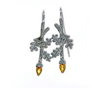 Ojewellery Women's Citrine Oak Leaf Dangle Earrings in Yellow Ojewellery Yellow One Size