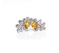 Ojewellery Women's Citrine Oak Leaf Stud Earrings in Yellow Ojewellery Yellow One Size