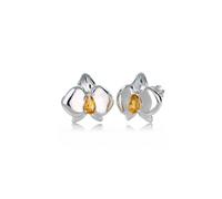 Ojewellery Women's Citrine Orchid Stud Earrings in Silver Ojewellery Silver One Size