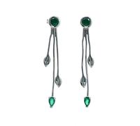 Ojewellery Women's Green Onyx Dangle Leaf Motif Earrings Butterfly Fastening Ojewellery Green One Size