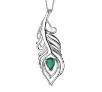 Ojewellery Women's Onyx Peacock Feather Pendant Necklace in Silver | Size: 22 inches Ojewellery Silver 22 inches