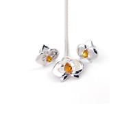 Ojewellery Women's Orchid Pendant Necklace Stud Earrings Set in Silver | Size: 18 inches Ojewellery Silver 18 inches