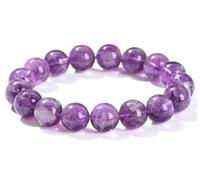 OJHFJMGH Crystal Bracelets, Natural Healing Purple Crystal Stone Bracelets, Beads Stretch Gemstones Jewelry Gifts,11~12mm(9~10mm)