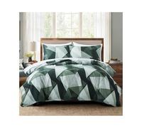 OJHFJMGH Four-piece bedding sets, Green White Abstract Triangle Print Soft Lightweight 2/3-Piece Set with Duvet Cover and Pillow Shams Bedding Set(EU Single(135x200cm))