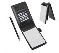 OJHFJMGH Notebook, with Pen and Solar Calculator, Smart Police Steno Replaceable, Leather Wide Lined Journal, Compact Memo Pad