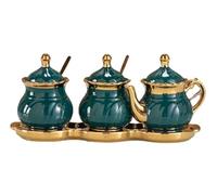 OJHFJMGH Spice Jars, Ceramic Condiment Jar Set With Lid Seasoning Container Pot Spice Organizer For Salt Pepper Sugar(A)