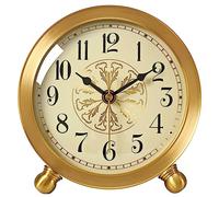 OJHFJMGH Wall Clocks, Brass Silent Table Watch Livingroom Bedroom Study Classical Seat