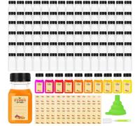 OJMHD 100 Pcs Plastic Juice Bottles Bulk with Lids, 120 ml Clear Shot Containers, Reusable Mini Ginger Bottles with Caps Brush Funnel Labels for Liquids Juice Milk Ginger Whiskey Water