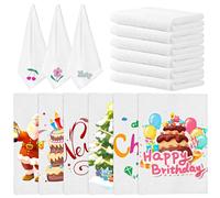 OJMHD 20 Pcs Sublimation Blank Tea Towels, 30 x 30 cm DIY Microfiber Kitchen Towel Bulk, Personalized White Hand Dish Face Drying Towels for Bathroom Cleaning Washing Supplies