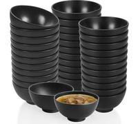 OJMHD 36 Pcs Small Melamine Bowls Bulk, 300 ml Black Sereal Bowls for Kids | Unbreakable, Lightweight, Multipack, Dishwasher Safe, Stackable Dessert Bowl for Soup Salads Rice Party Picnic Children