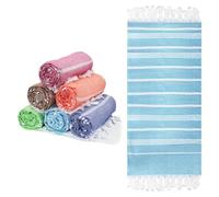 OJMHD 6 Pack Turkish Beach Towels, 90 x 180 cm Large Cotton Hammam Towels Bulk for Adults, Quick Dry & Sand Free Absorbent Bath Towel Blanket for Travel Swimming Gym Gift