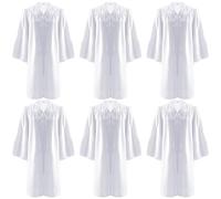 OJMHD 6 Pcs Unisex Choir Robe, Matte White Robes for Church, Baptism Clergy Robe Costume for Adult High School Graduation Gown University Bachelor Judge Ceremony, Size 54