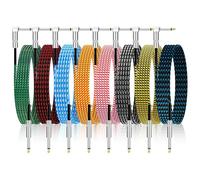 OJMHD 8 Pcs Electric Guitar Cable Bulk, 3 m Guitar AMP Lead, 6.35 mm Jack Cord, Right Angle Braided Instrument Cables for Bass Keyboard Microphone Pro Audio