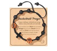 ojokiss Basketball/Volleyball and Cross Charm Bracelet with Natural Stone Beads - Thoughtful Gift for Teen Boys, Sons, Teammates, Friends for Graduation, Birthday, Christmas, M, Stainless Steel, no