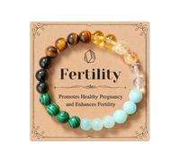 ojokiss Fertility Bracelets for Women, Natural Crystal Bracelets Gifts for Pregnant IVF Infertility Women with Quote Card, M, Stone, no gemstone