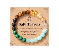 ojokiss Protection Natural Stone Bracelets, Safe Travels Gifts for Women with Quote Card, M, Stone, no gemstone