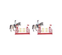 OJREEUB 2 set of 3x Equestrian Toy Set with Horse Horseman and Fence for Baby Kids Boys Girls