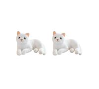 OJREEUB 2 set of Lovely Cat Plush toys Decor Realistic Cartoon Ornament White, 32cm