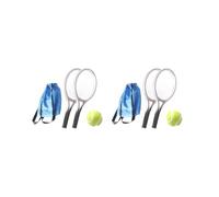 OJREEUB 2 set of Mini Tennis Racket and Ball Set Crafts Cake Topper 1:12 Miniature Tennis Kit Silver, 9x4cm