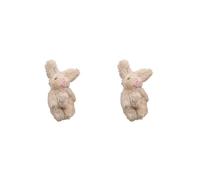OJREEUB 2 set of Miniature Plush Doll 1/12 Scale Doll House Bear for Cafes Kitchen Livingroom Khaki rabbit, 4.5cm