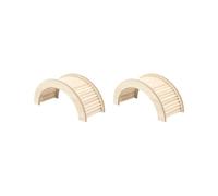 OJREEUB 2 set of Small Pet Castle Home Cage Accessories for Hamster Guinea Pig Chinchilla Rat Arches M, wood color, 15x15x1.5cm