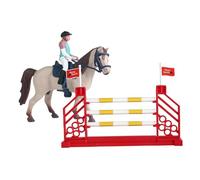 OJREEUB 3x Equestrian Toy Set with Horse Horseman and Fence for Baby Kids Boys Girls