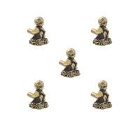 OJREEUB 5 Set of Brass Monkey Handle Creative Gift Wardrobe Door Pull for Home Closet Kitchen Bronze