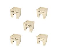 OJREEUB 5 set of Hamster House and Hideout Solid Wood Exploration Toy for Rat Mice Chinchilla style C