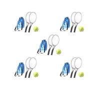 OJREEUB 5 set of Mini Tennis Racket and Ball Set Crafts Cake Topper 1:12 Miniature Tennis Kit Silver, 9x4cm