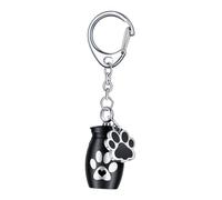 OJREEUB Aluminium Alloy Keychain Pet Urn Keep Precious Memories Pet Hair Storage Jar Black, 2.5x1.6cm