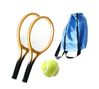 OJREEUB Mini Tennis Racket and Ball Set Crafts Cake Topper 1:12 Miniature Tennis Kit Golden, 9x4cm