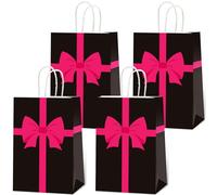 ojustbeok 12 pcs Squid Theme Gift Game Paper Bags Pink Black Theme Party Decorations Pink Bow Party Favor Bags Game Candy Goodie Treat Snacks Bag for Girls Baby Shower Birthday Gifts Favor Supplies